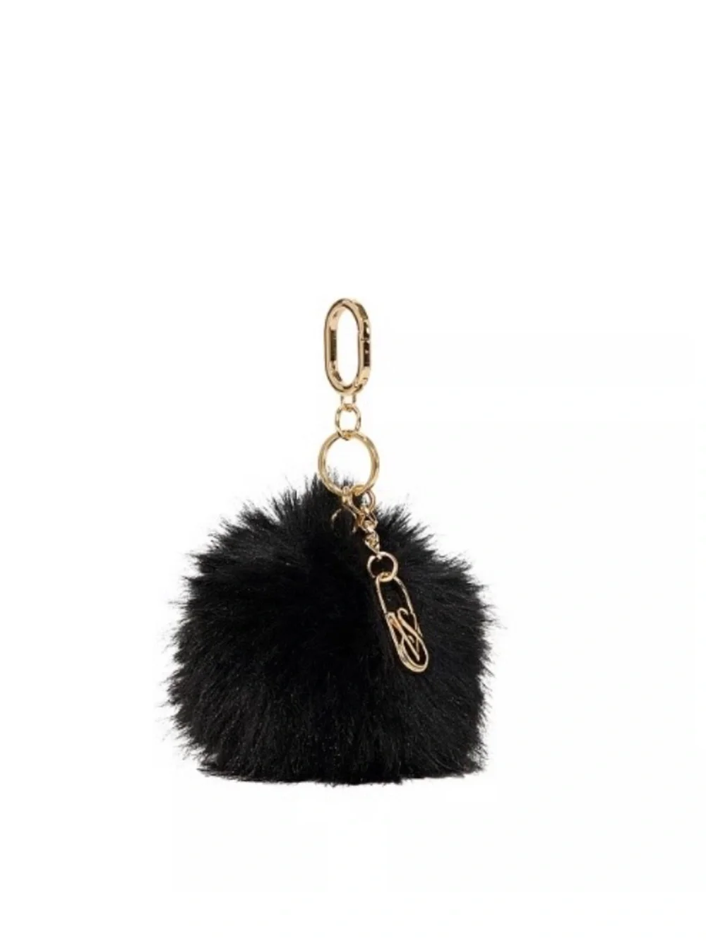 Victoria’s Secret Black faux fur pom pom keychain New with tag